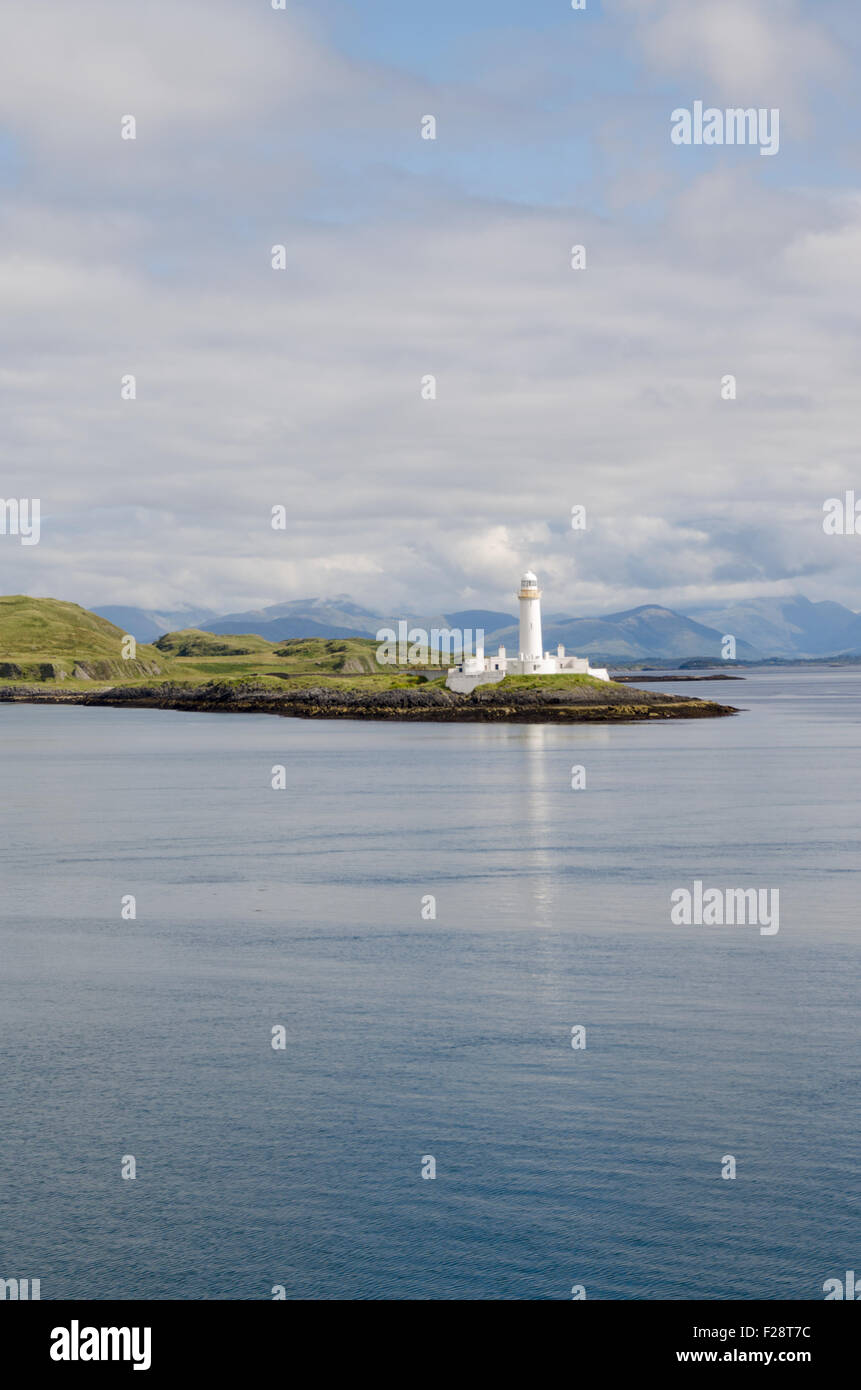 Lismore lighthouse, Eilean Musdile, view from the ferry, Inner Hebrides, Scotland, U.K. Stock Photo