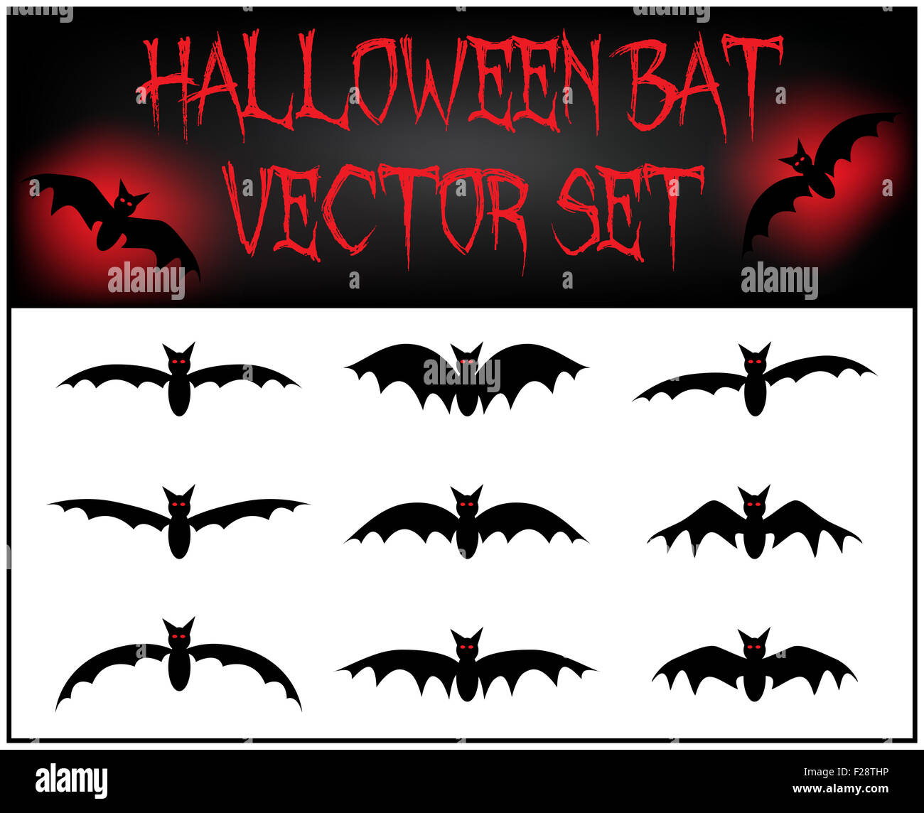 Vector set of Halloween bat silhouette. Illustration isolated on white ...