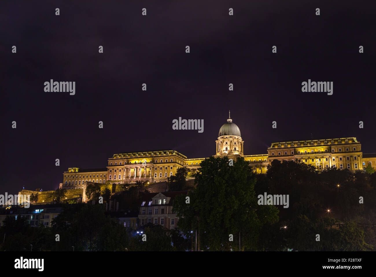 The magnificent Buda Castle at night in Budapest, Hungary. Stock Photo