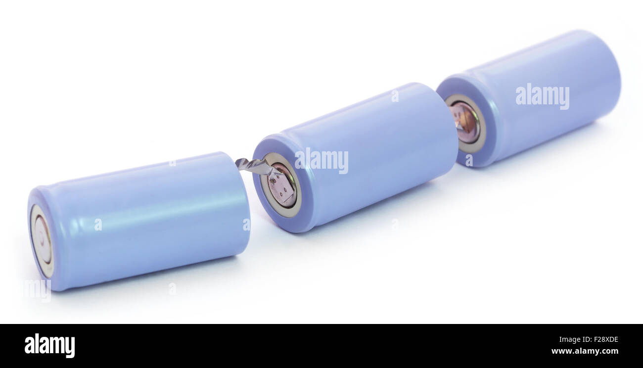 Batteries over white background Stock Photo Alamy