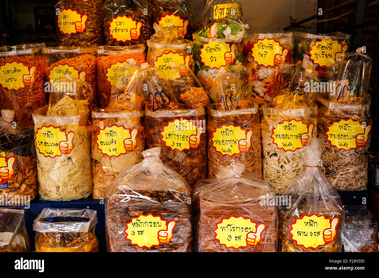 BANGKOK, THAILAND May 31 Dried seafood packaged in bags for sale in
