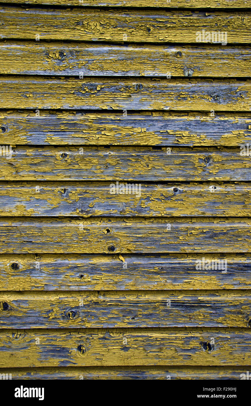 Yellow paint peeling of wood wall background and texture Stock Photo ...