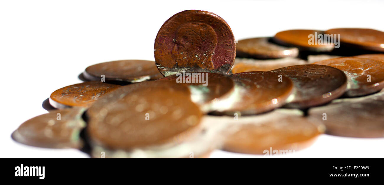 Old coin isolated on a white background Stock Photo