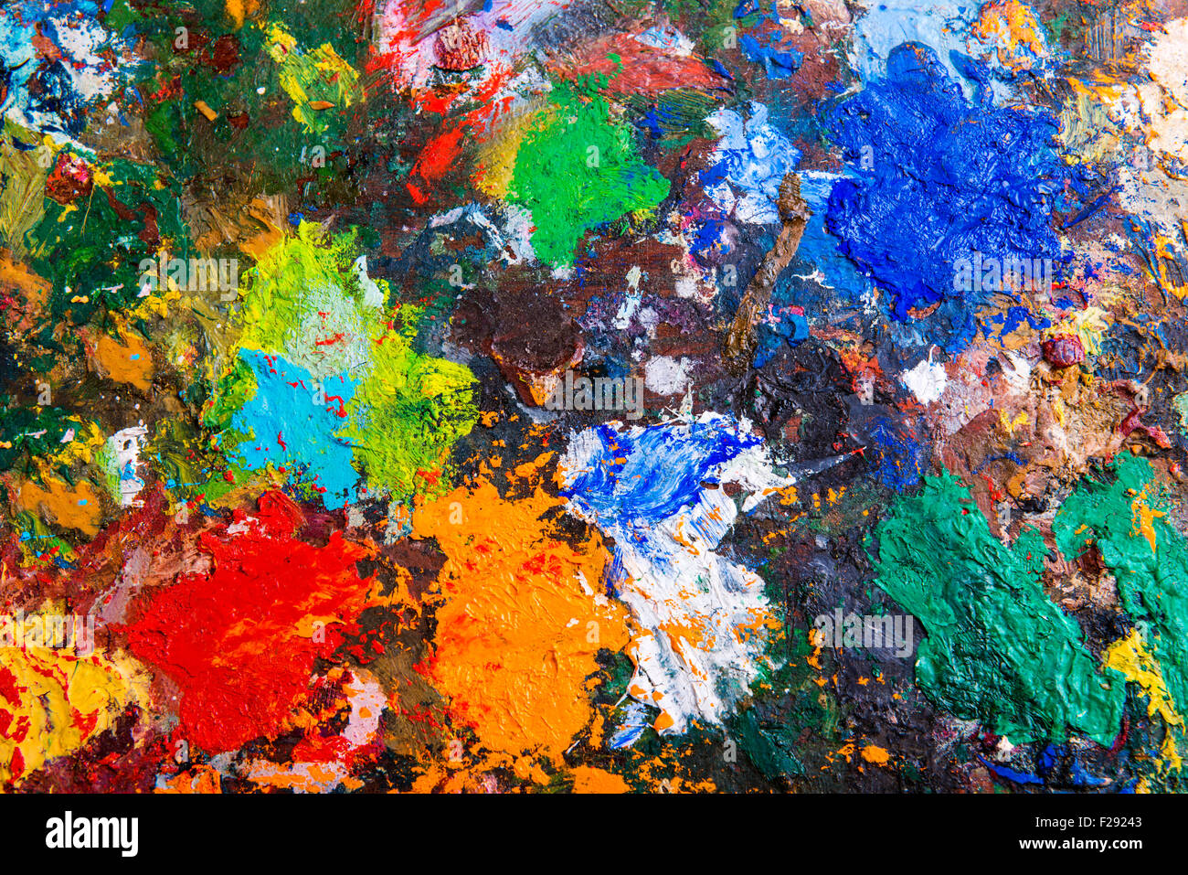Palette with paints Stock Photo