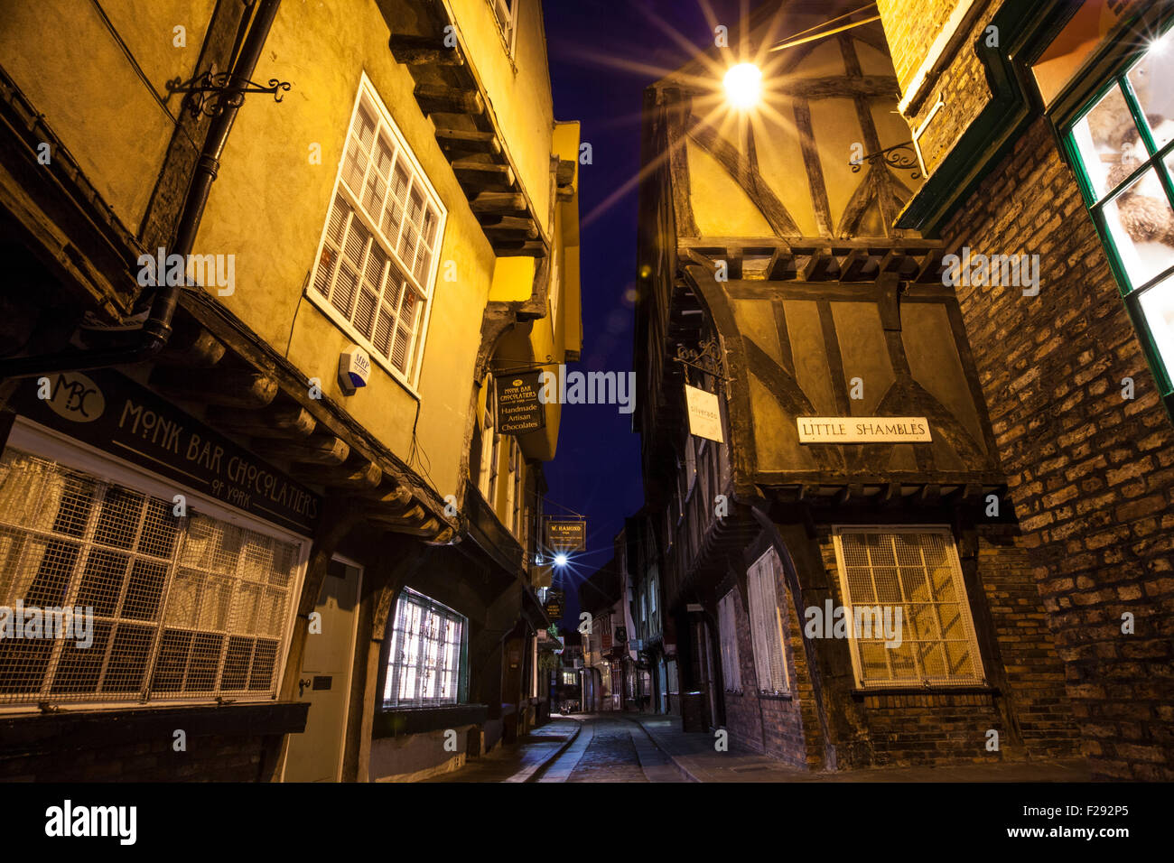YORK, UK - AUGUST 29TH 2015: A view of the Shambles in York, on 29th August 2015.  It is one of the oldest streets in York with Stock Photo