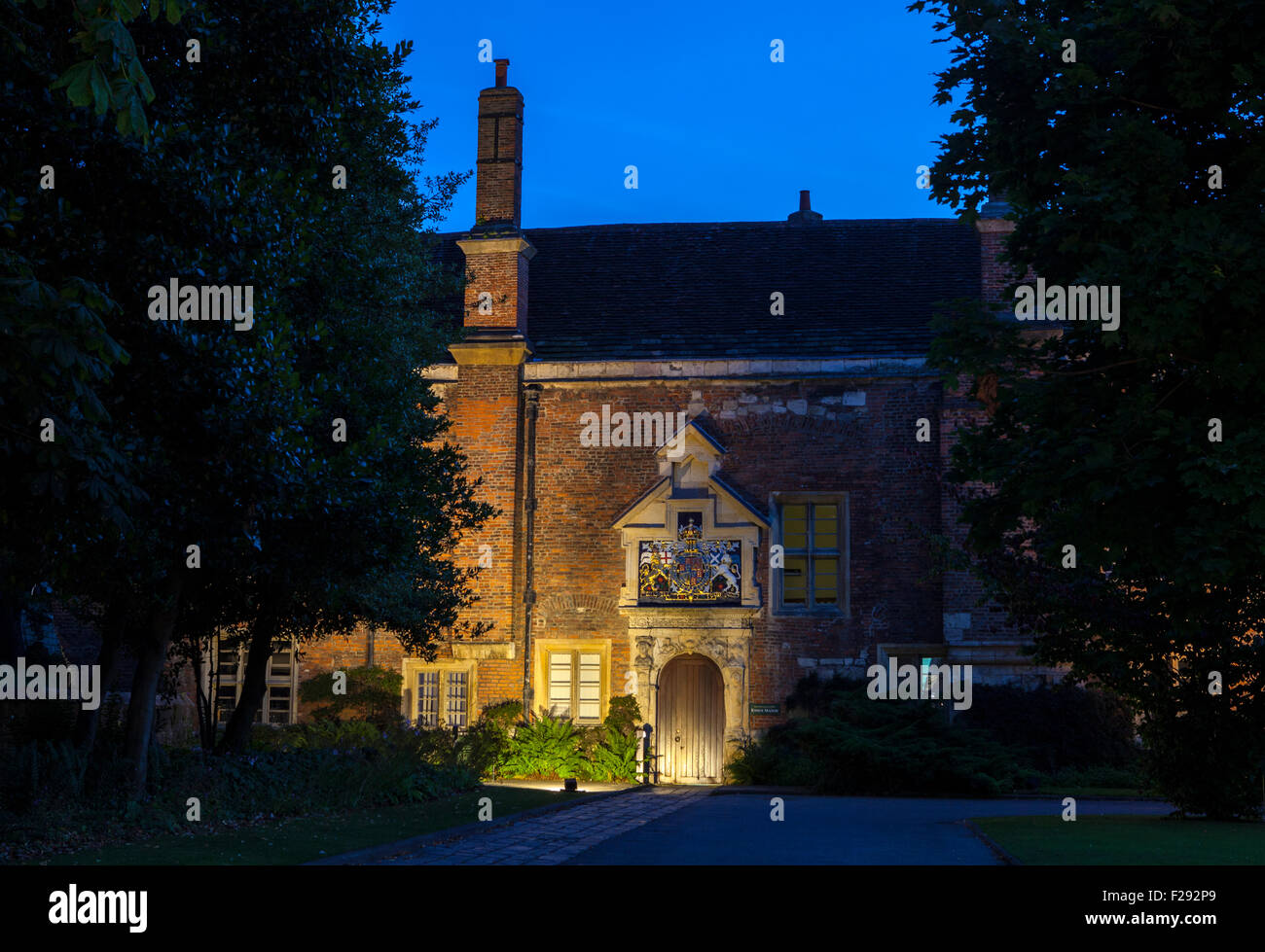 A nighttime view of the historic King’s Manor in York, England Stock