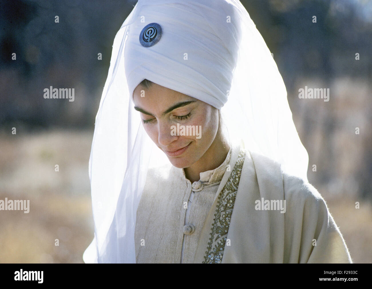 An American Sikh woman at the large Ashram near Espanola, New Mexico