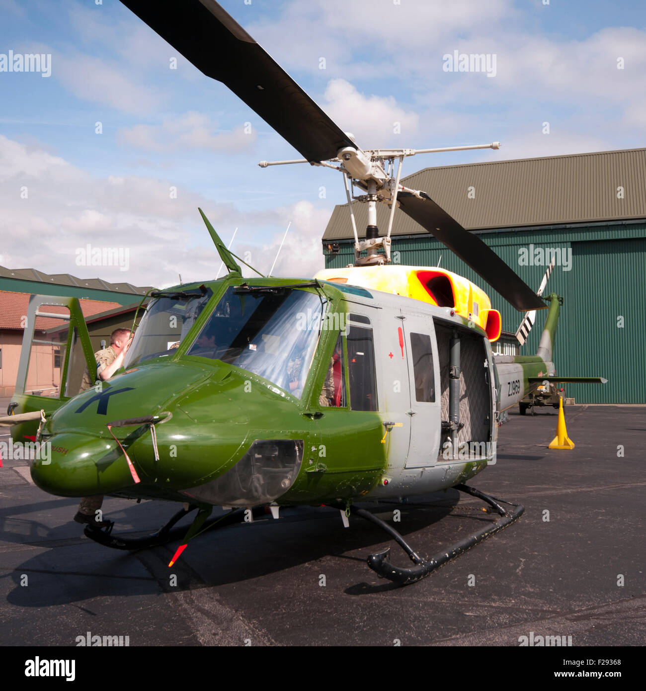 Front View Of A British Army Bell 212 AH.1 Helicopter - Stock Image