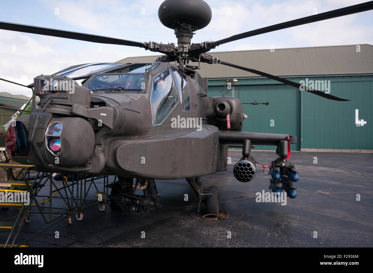 Front view Of A British Army Boeing AH-64 Apache Helicopter Stock Photo