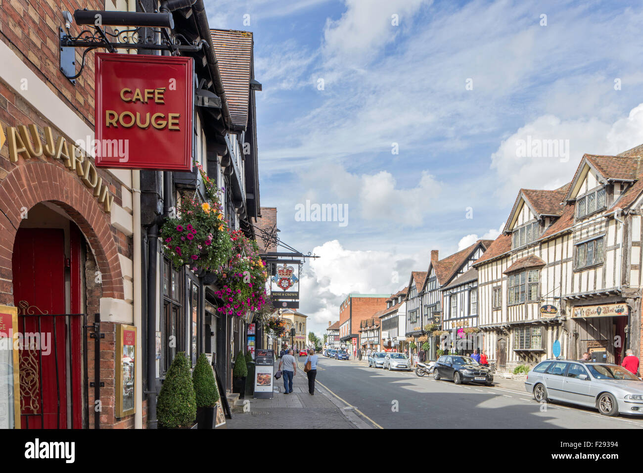 Busy street in Stratford upon Avon, Warwickshire, England, UK Stock Photo