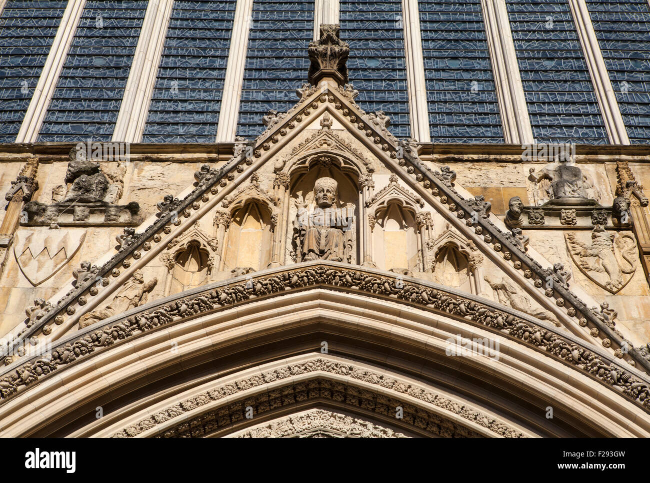 Closeup of the architectural detail of the historic York Minster in