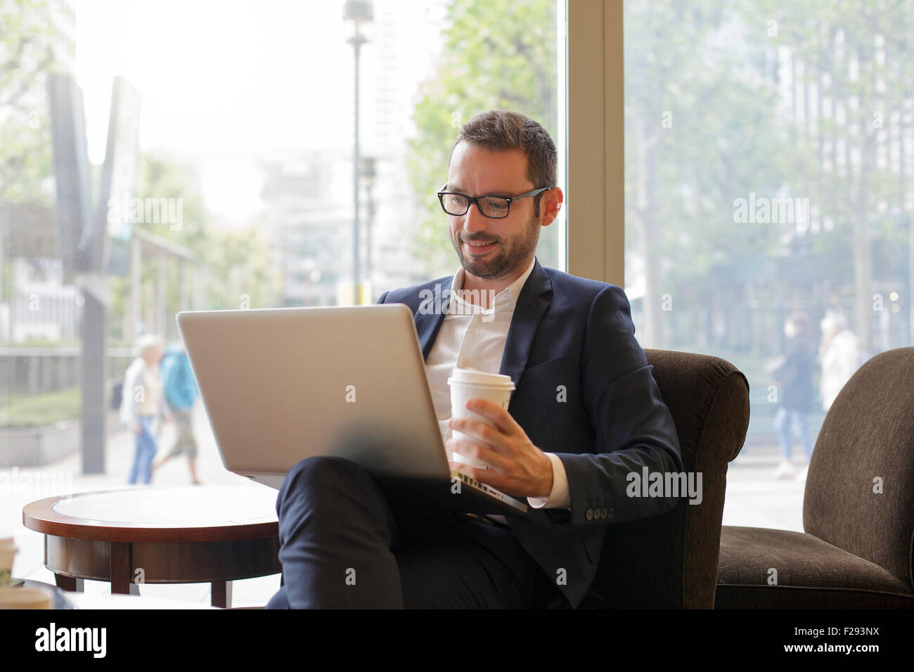 Businessman having a coffee break Stock Photo