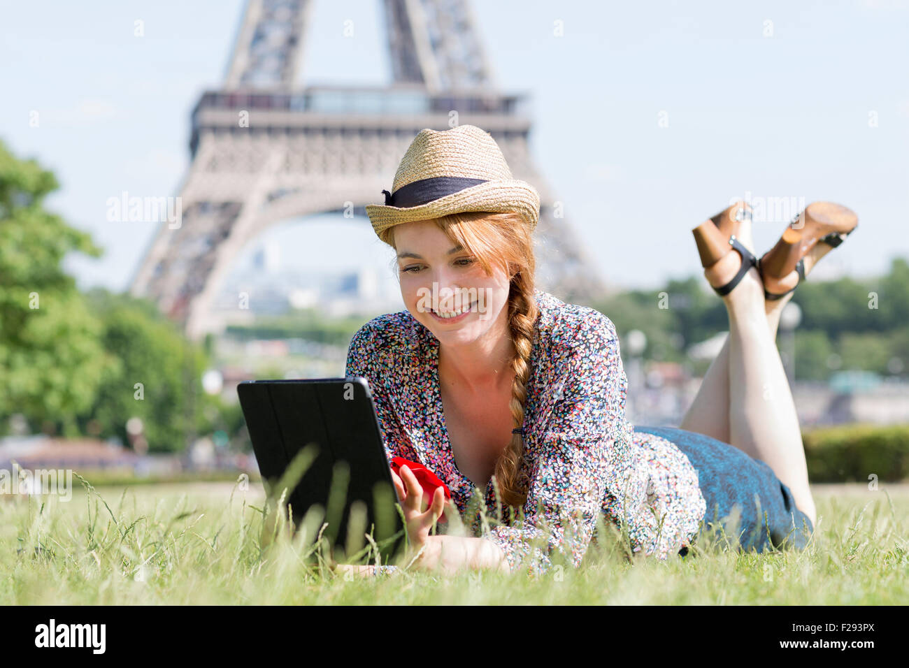 Woman visiting Paris Stock Photo