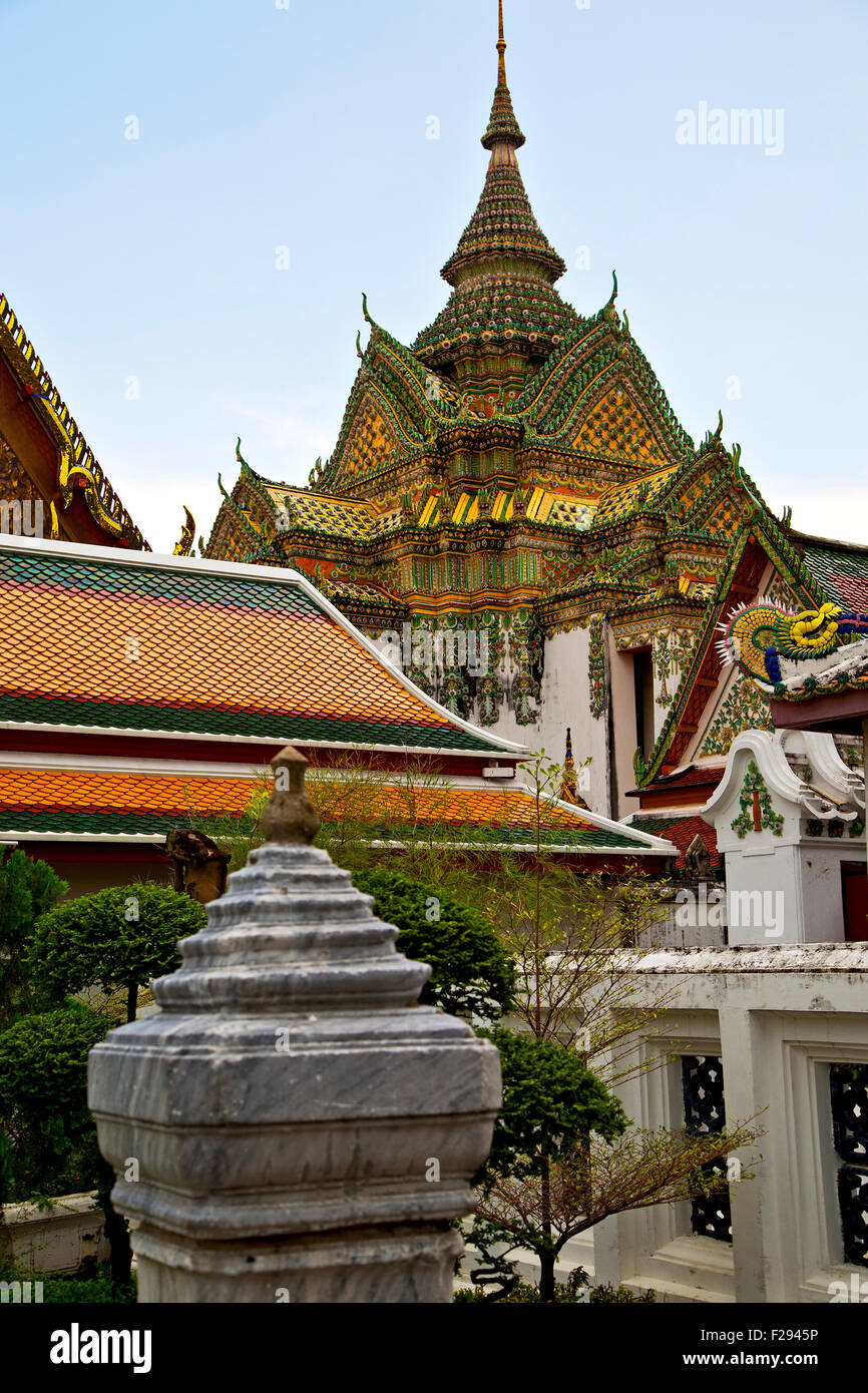 asia bangkok in temple thailand abstract cross colors roof wat sky and ...