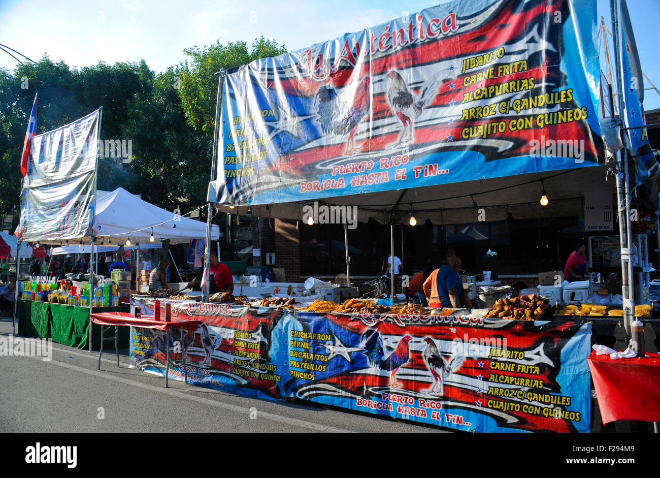 Food stand at the Fiesta Boricua in the 'Humboldt Park' neighborhood Chicago, Illinois. (Puerto Rican festival) Stock Photo