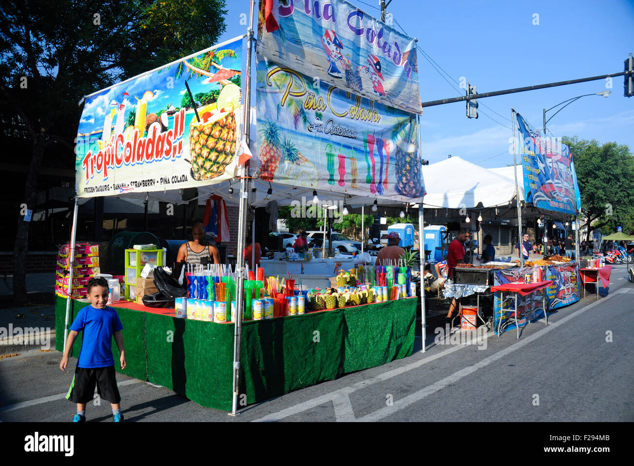 Food stand at the Fiesta Boricua in the 'Humboldt Park' neighborhood Chicago, Illinois. (Puerto Rican festival) Stock Photo