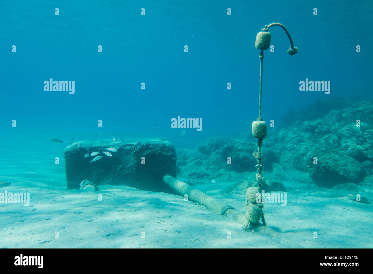 Rope floating underwater Stock Photo