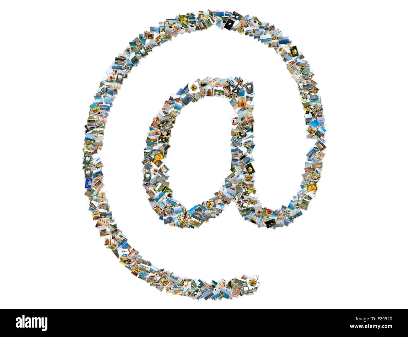 Email symbol, photos collage isolated on a white background Stock Photo