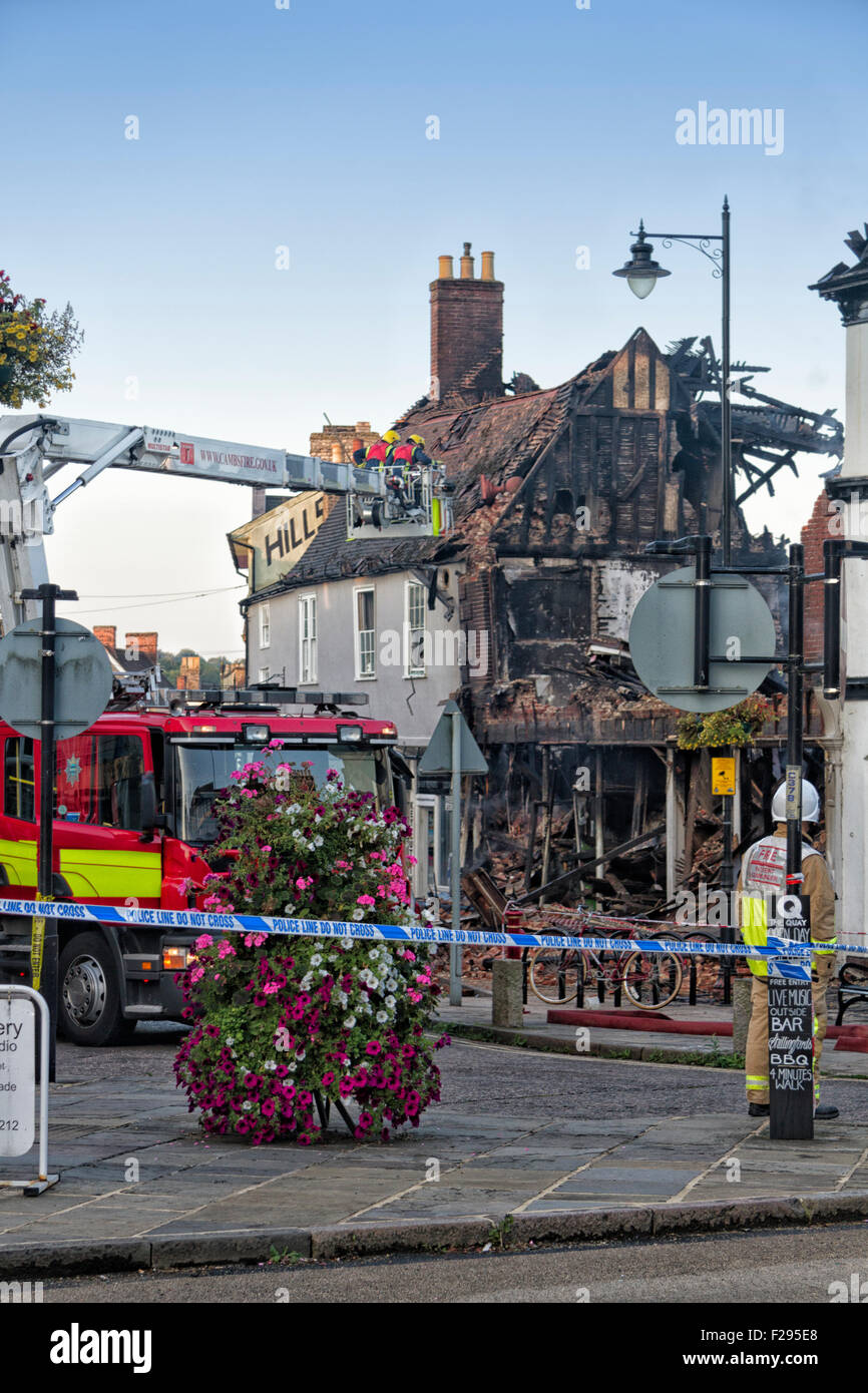 Sudbury, Suffolk, UK. Over 100 firefighters battled through the night