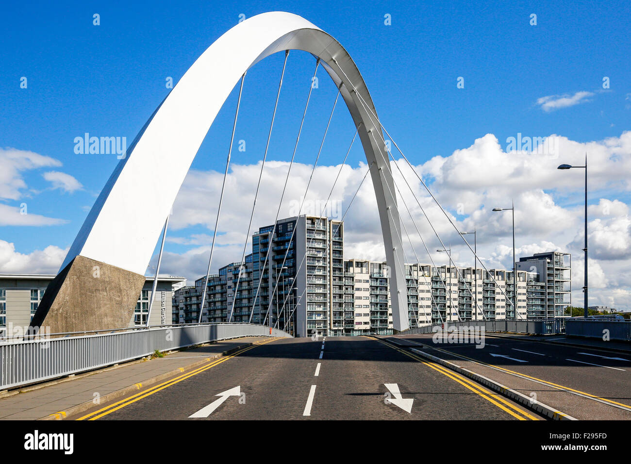 The Arc Bridge, crossing the River Clyde from Govan to Anderston district, Glasgow, Scotland,UK. The bridge is build at an angle Stock Photo