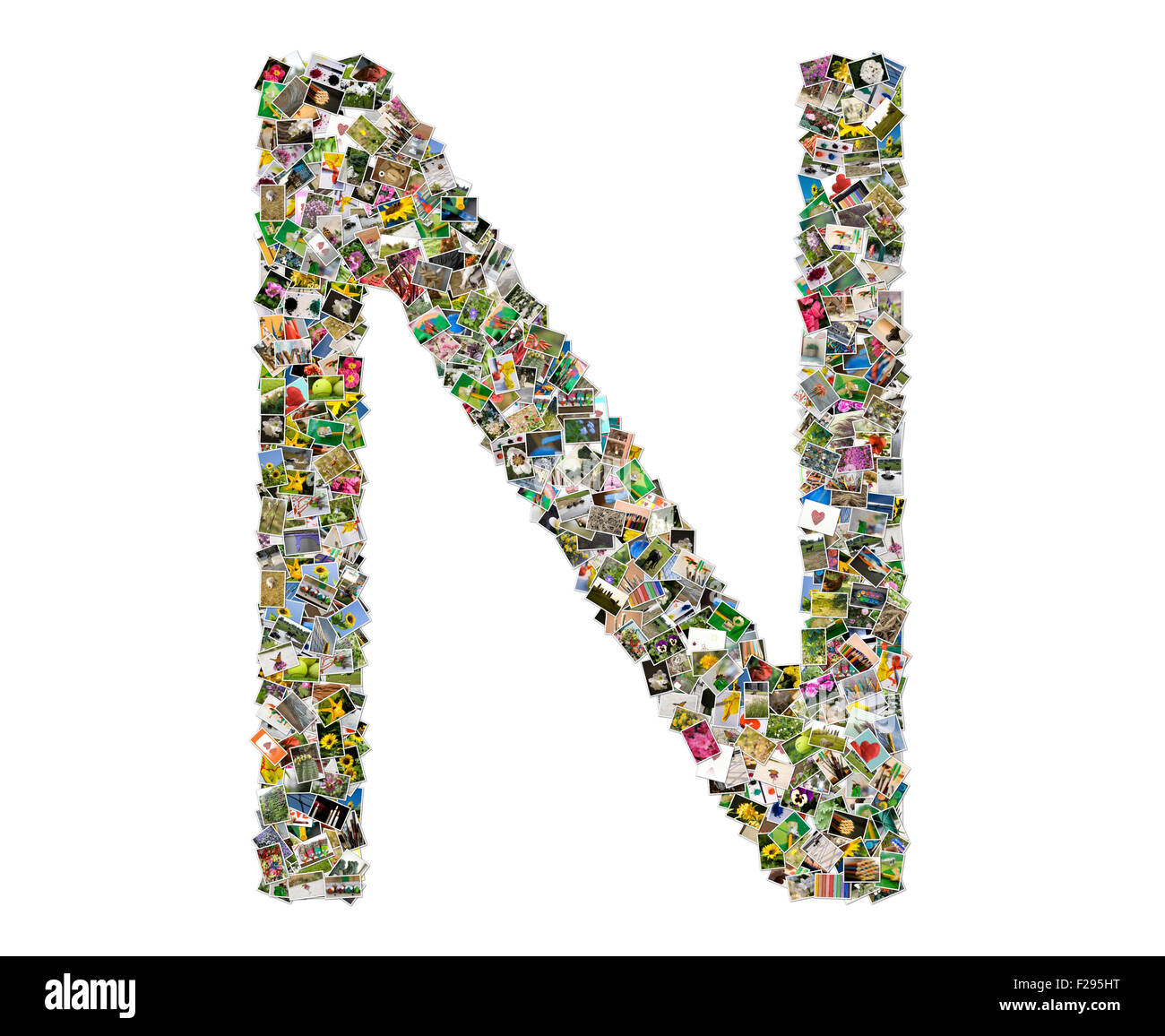 Letter n, photos collage isolated on a white background Stock Photo