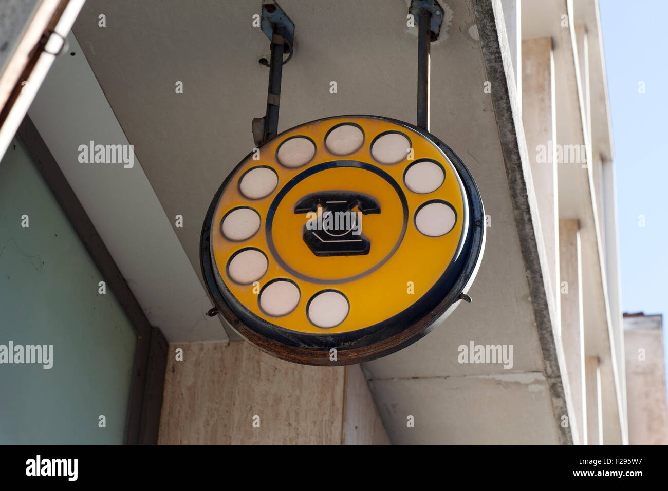 Old italian public telephon sign Stock Photo - Alamy