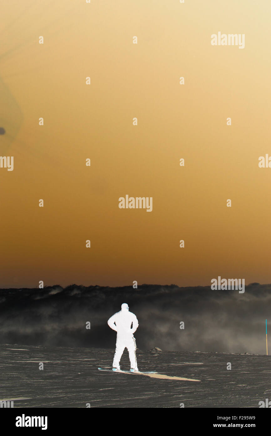 Silhouette of a man alone on mars Stock Photo