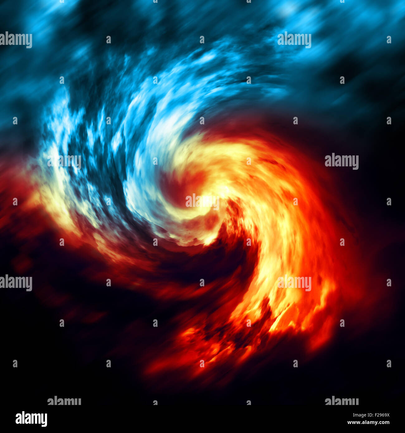 Fire And Ice Abstract Background Red And Blue Smoke Swirl On Dark