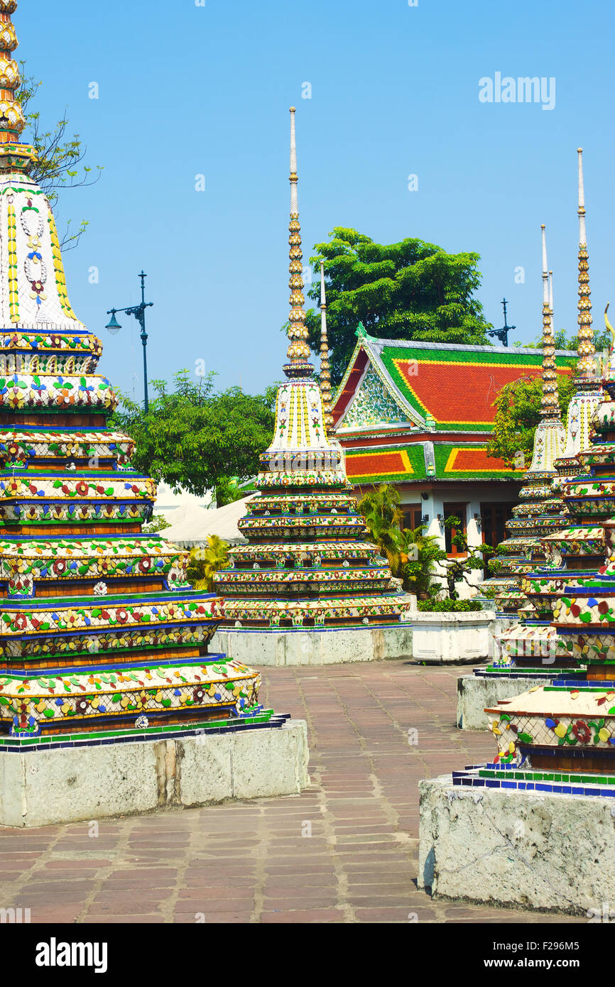 Wat Po temple yard in Bangkok, Thailand Stock Photo
