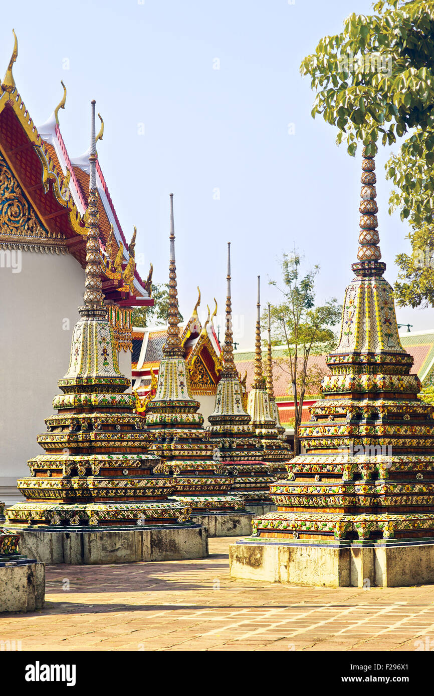 Wat Po temple yard in Bangkok, Thailand Stock Photo