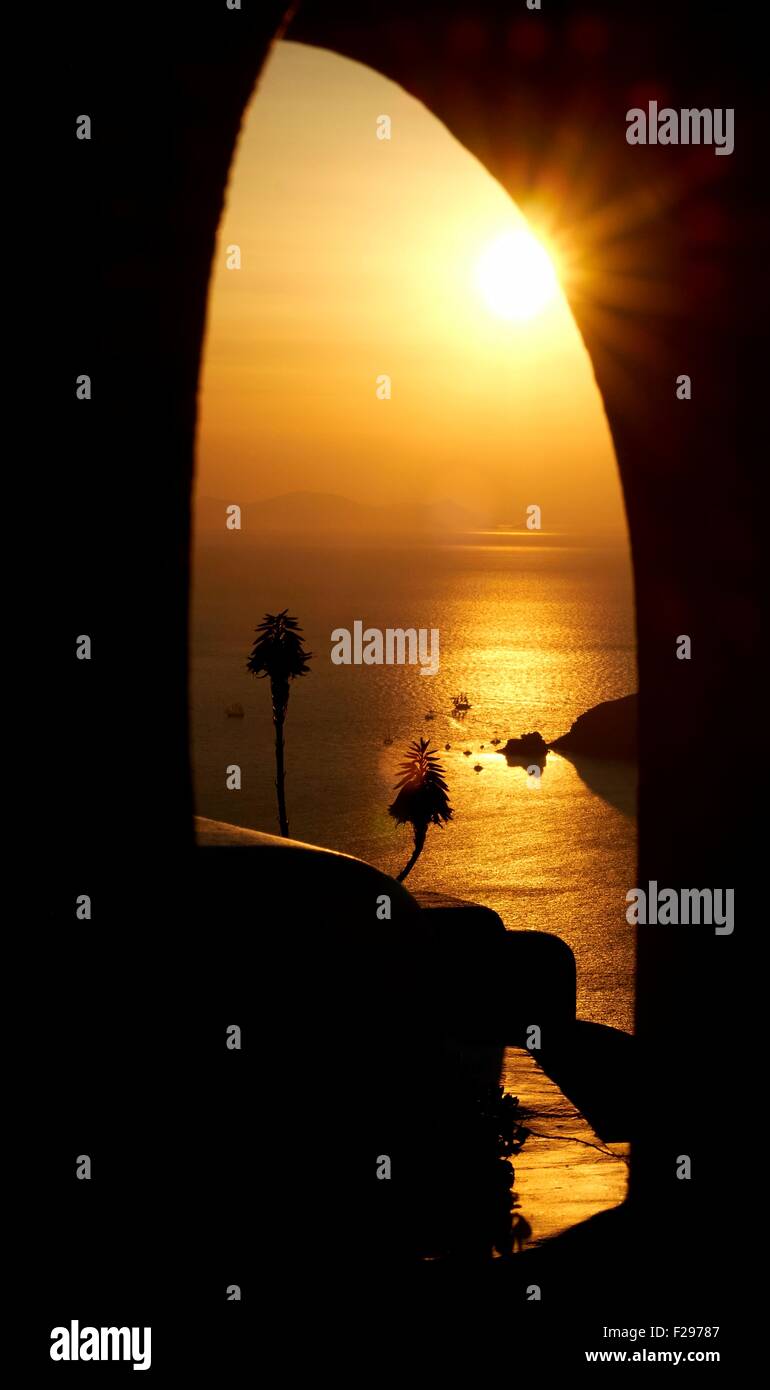 A dramatic sunset on the island of Santorini Greece Stock Photo