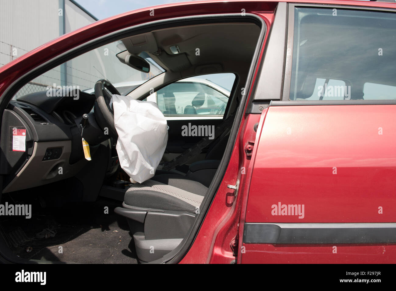 wrecked car with airbag has been triggered Stock Photo Alamy