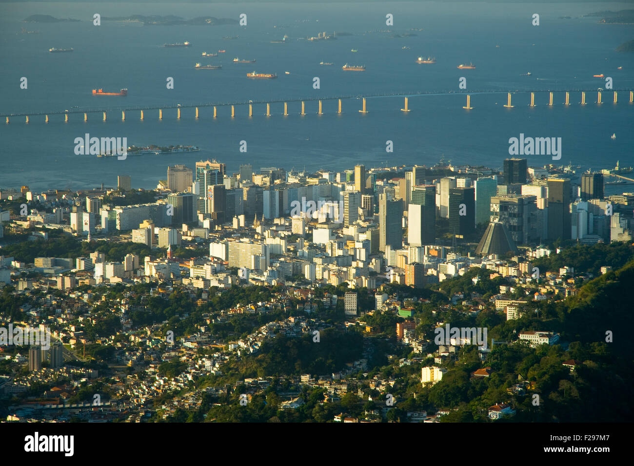 Downtown Rio and the RioNiteroi Bridge in Rio De Janeiro, Brazil Stock