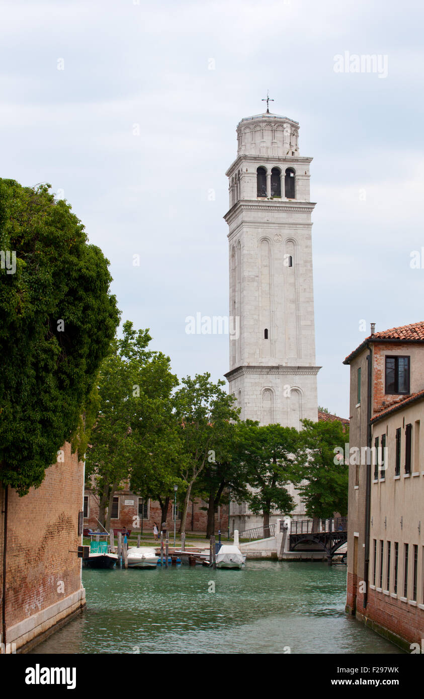 Bell tower in the city of Venice Stock Photo