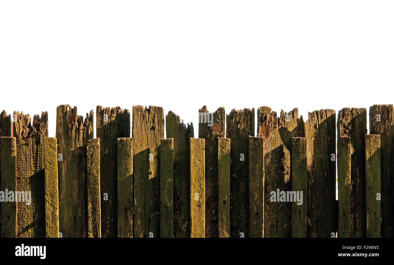 old wooden fence isolated on white Stock Photo - Alamy