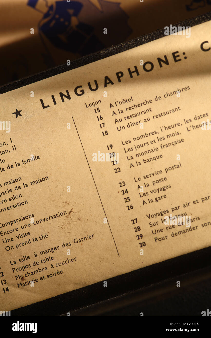 linguaphone french course on 78 RPM records Stock Photo Alamy