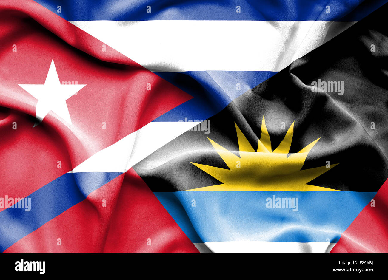 Waving flag of Antigua and Barbuda and Cuba Stock Photo - Alamy
