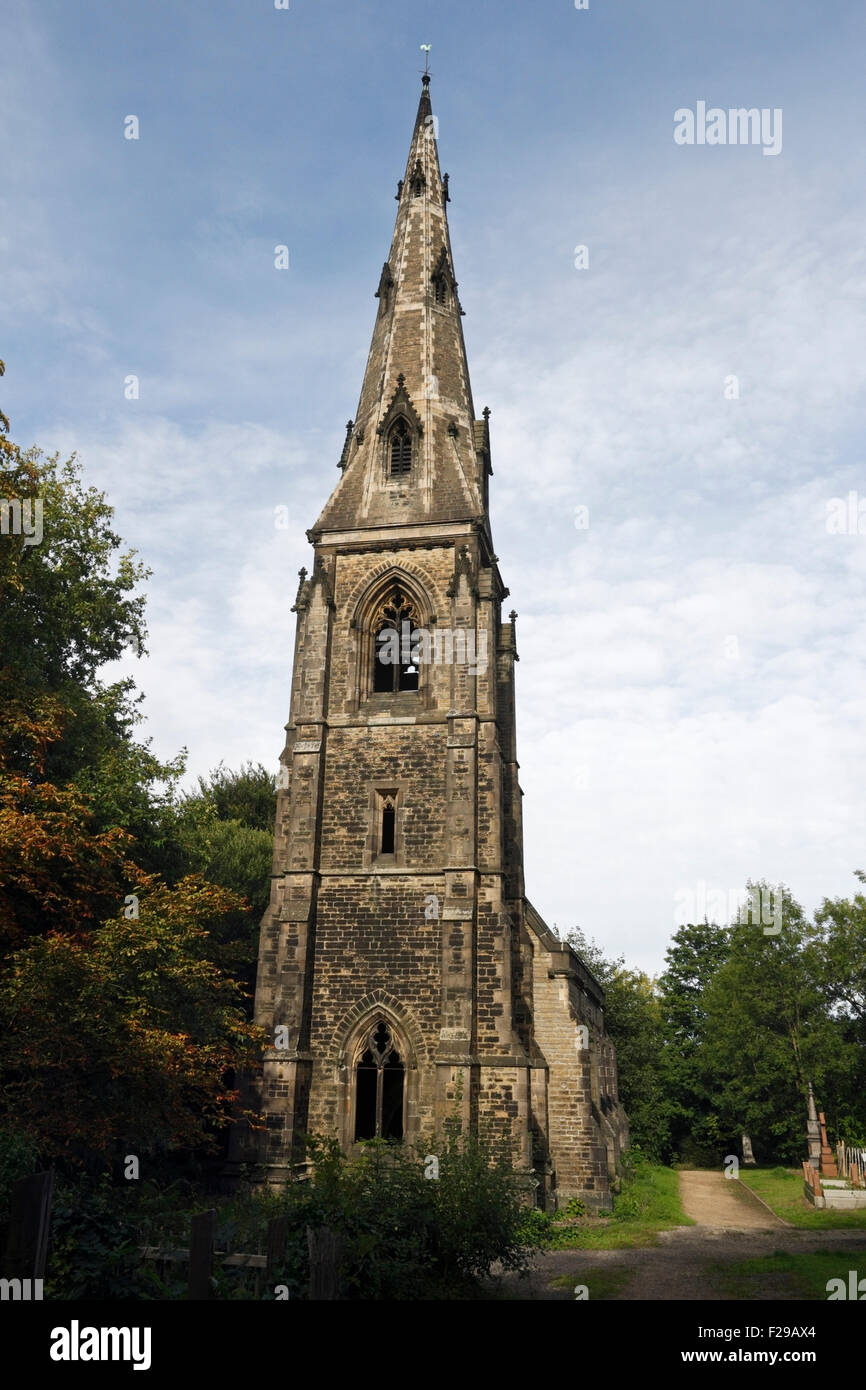 Victorian Neo Gothic Anglican Chapel in General cemetery Sheffield England, grade II listed building Stock Photo