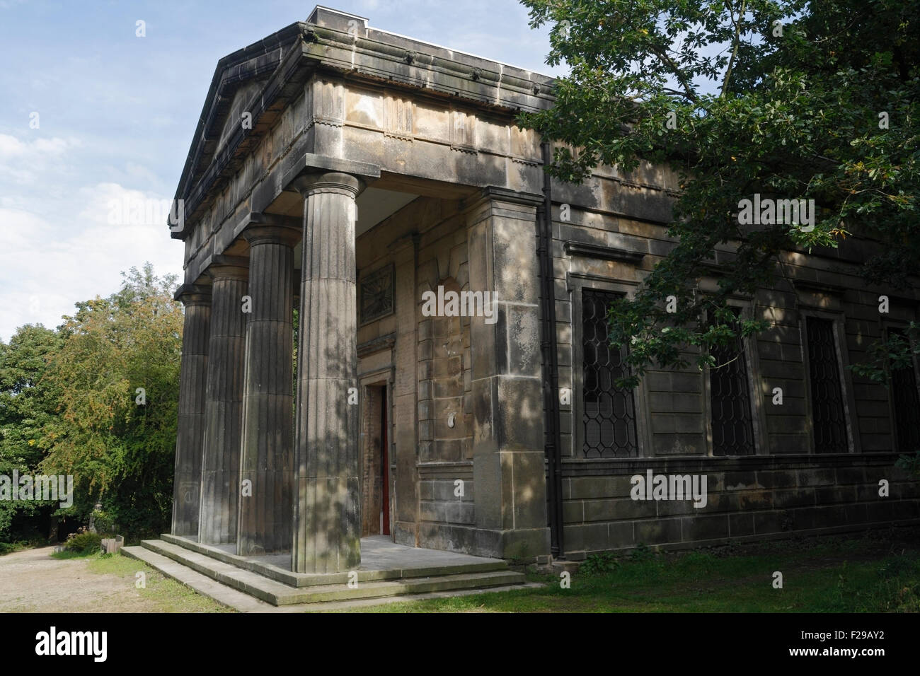 Non conformist chapel in the general Cemetery Sheffield England, classical style listed building Stock Photo