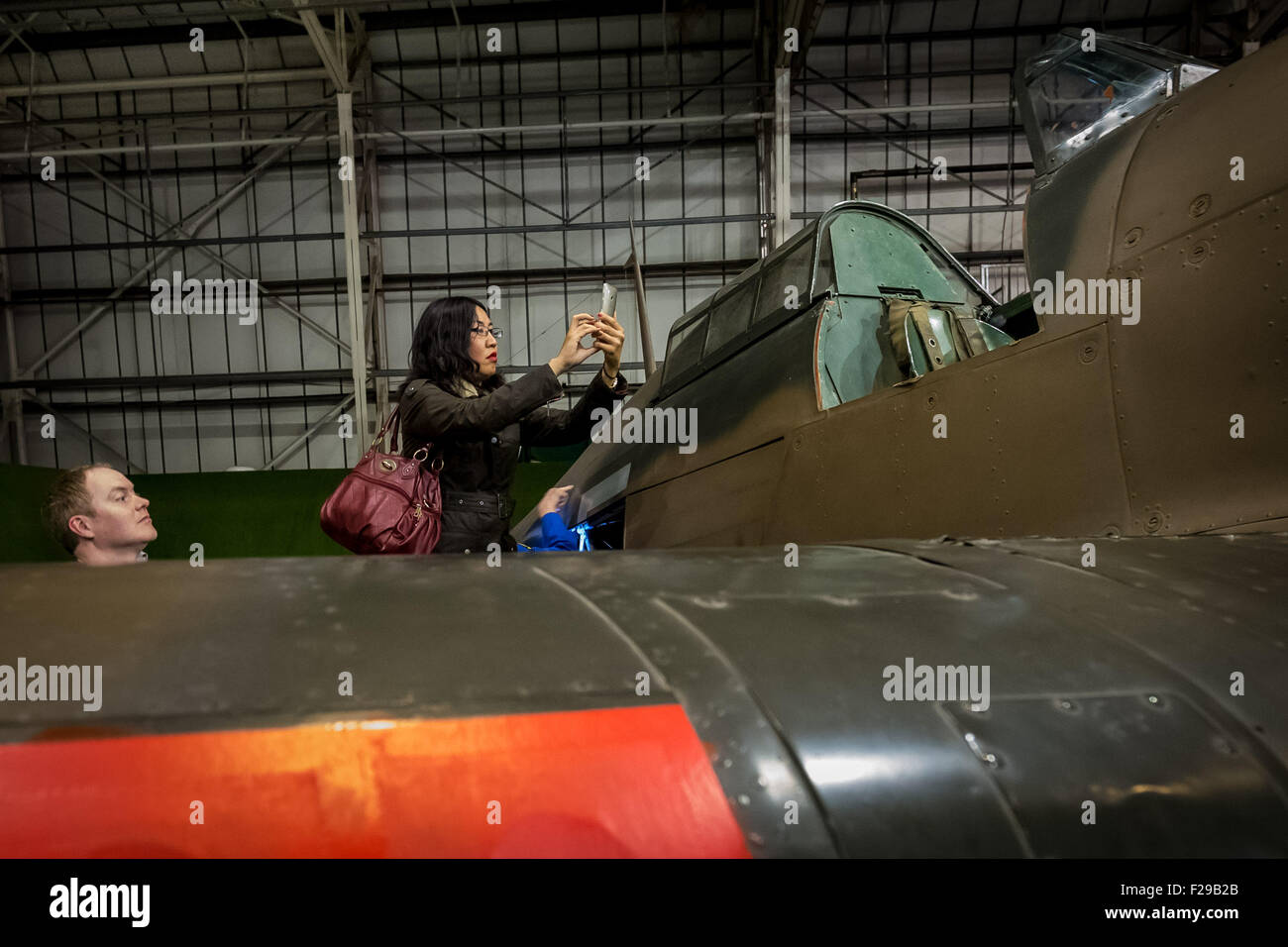 London, UK. 14th September, 2015. Supermarine Spitfire MK1. The RAF Museum ‘Our Finest Hour’ aircraft display evening in commemoration of the 75th anniversary of the Battle of Britain Credit:  Guy Corbishley/Alamy Live News Stock Photo