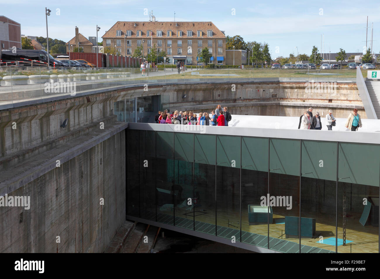 Entrance to the underground Danish Maritime Museum, M/S Museet for Søfart, in Elsinore / Helsingør, Denmark. Architect Bjarke Ingels BIG. Stock Photo