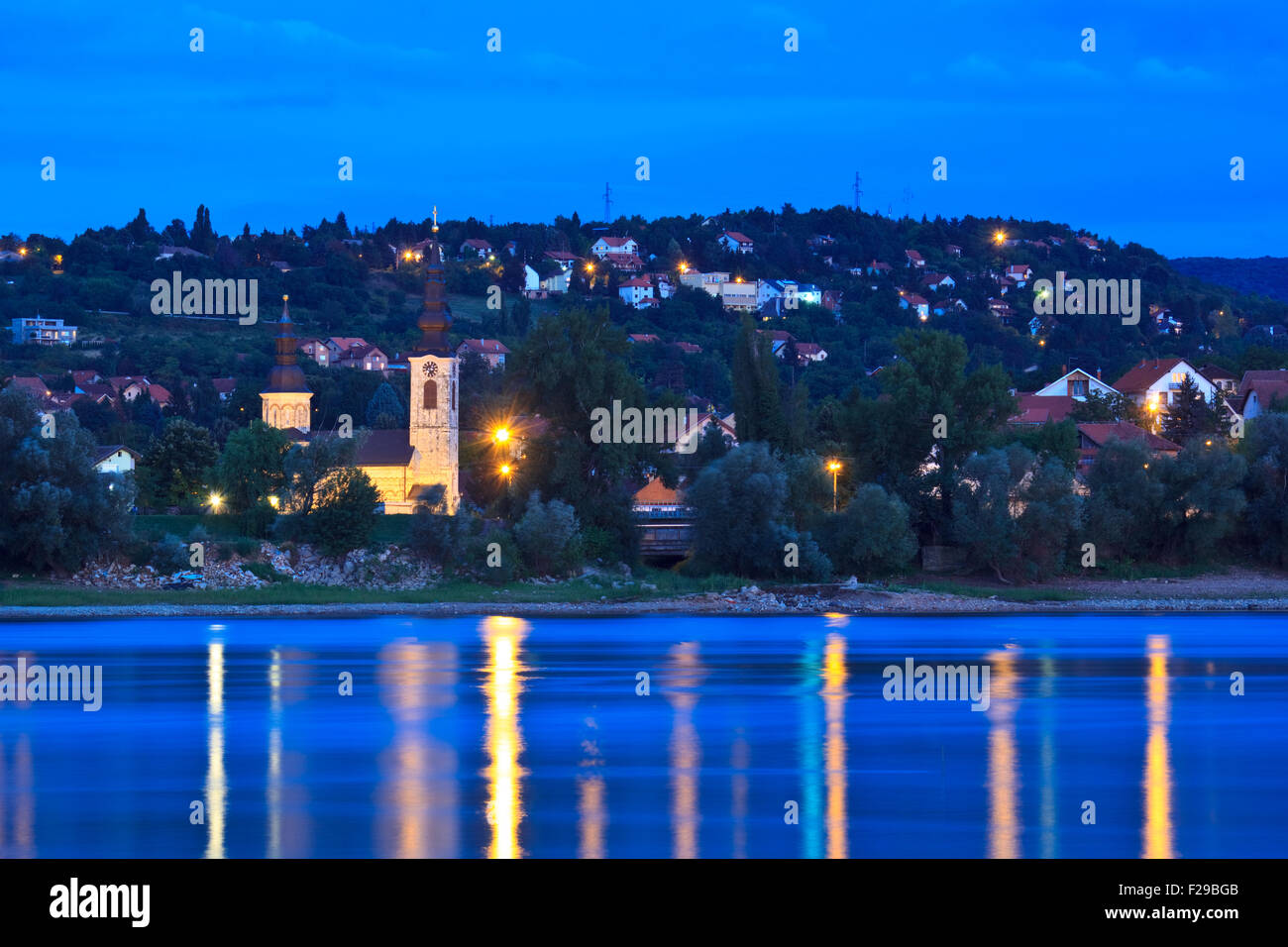 Sremska Kamenica at dusk Stock Photo - Alamy