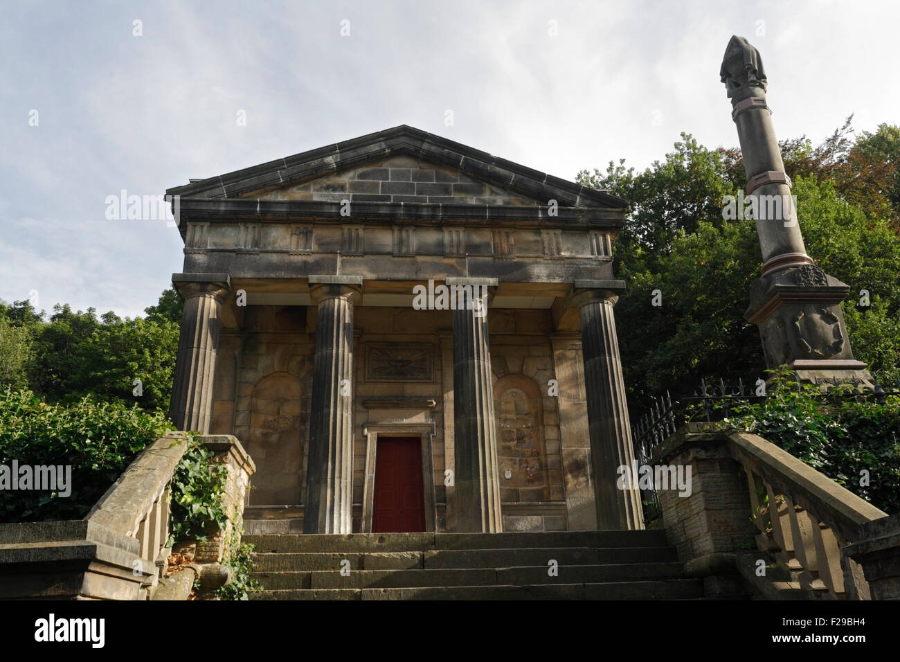 Non conformist chapel in the General Cemetery Sheffield England, listed building classical style Stock Photo