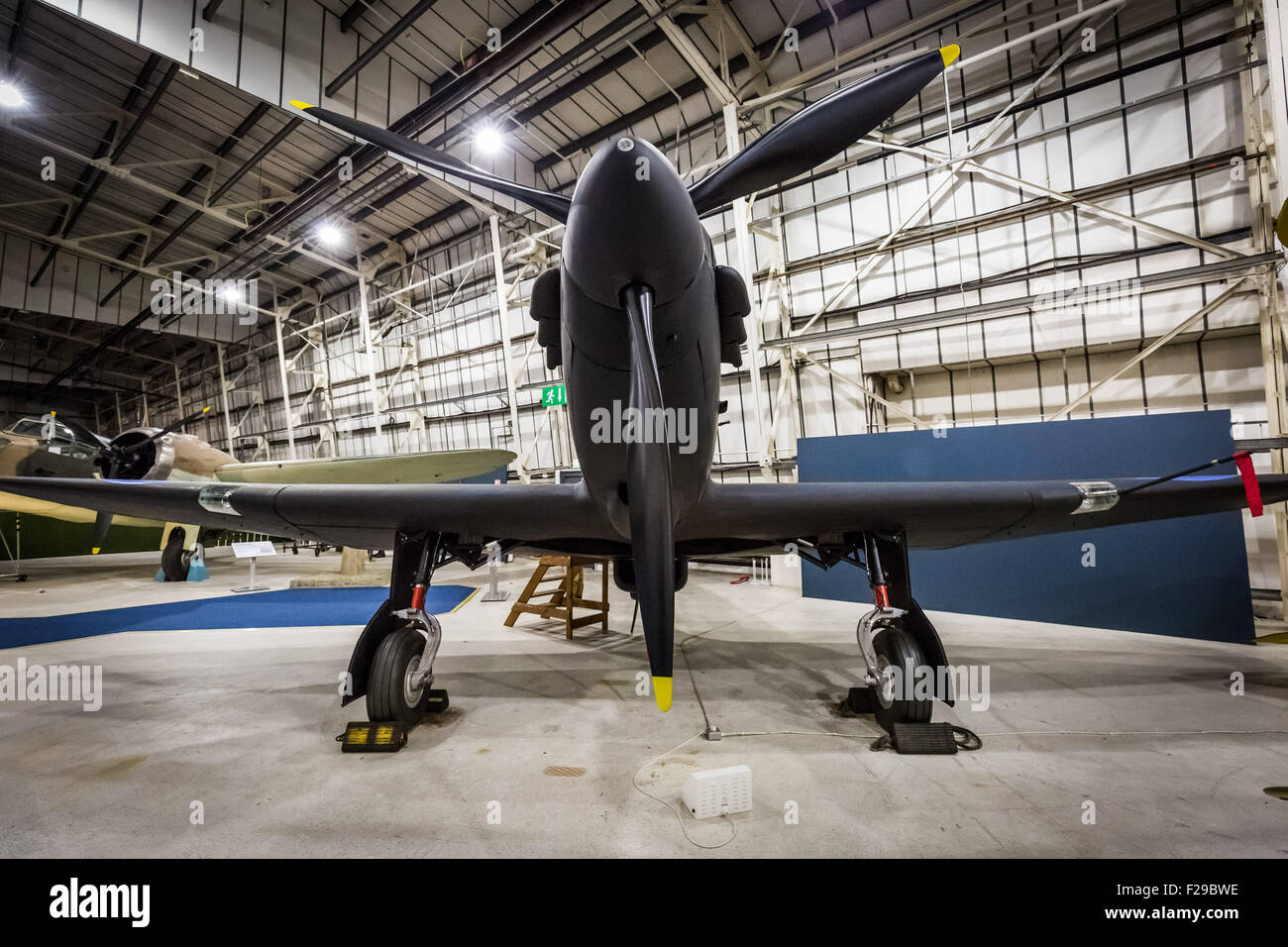 London, UK. 14th September, 2015. Boulton Paul Defiant two-seat turret fighter. The RAF Museum ‘Our Finest Hour’ aircraft display evening in commemoration of the 75th anniversary of the Battle of Britain Credit:  Guy Corbishley/Alamy Live News Stock Photo