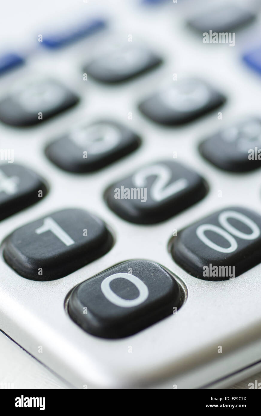 Calculator with zero in focus. Stock Photo
