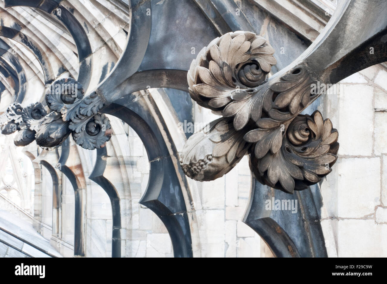 Flower sculptures, Milan cathedral Italy Stock Photo Alamy