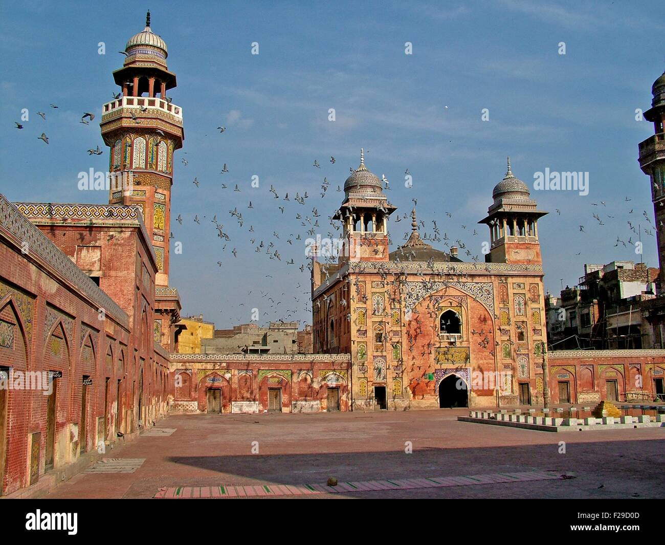 Wazir Khan Mosque with pigeons March 12, 2005 in Lahore, Pakistan Stock Photo