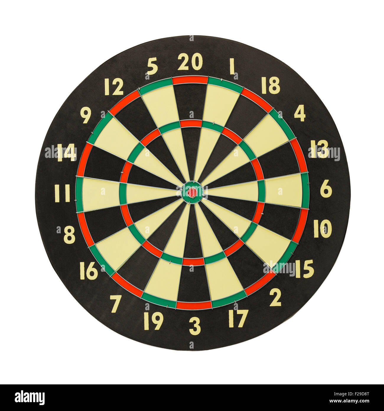 Front View of Dartboard Isolated on White Background. Stock Photo