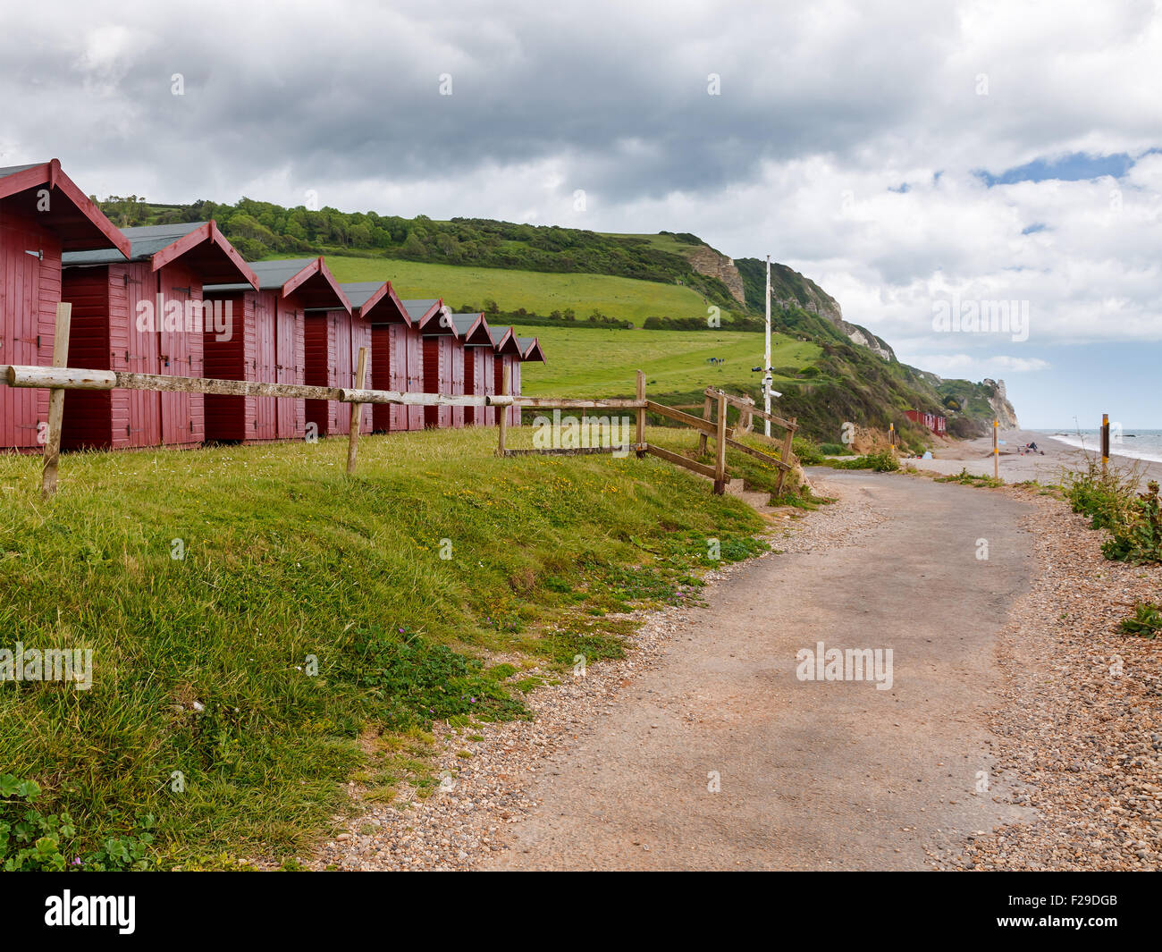 Beach huts at Branscombe on the Devon Coast England UK Europe Stock Photo