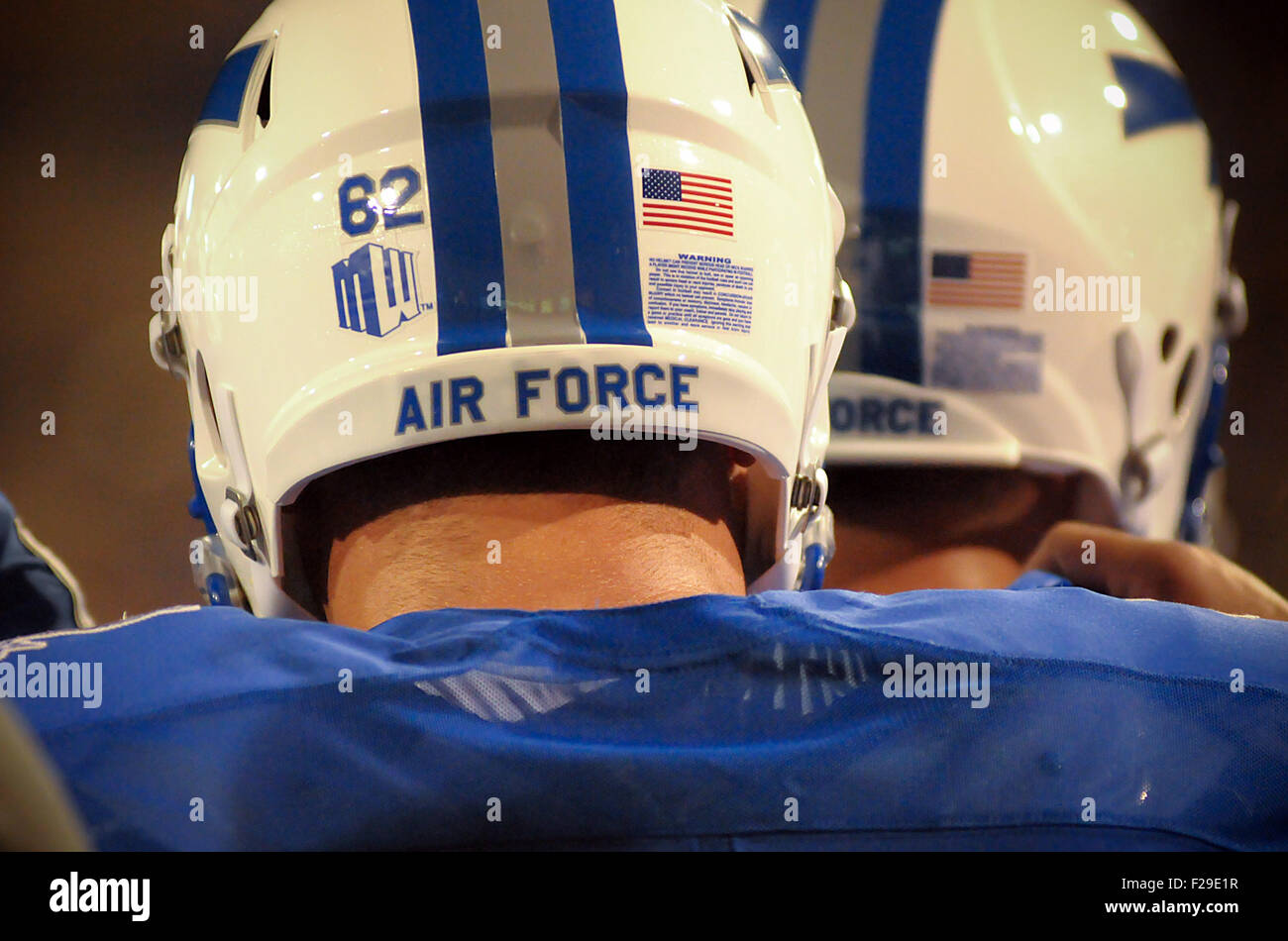 Colorado Springs, Colorado, USA. 12th Sep, 2015. Air Force players huddle prior to Mountain West Conference action between the San Jose State Spartans and the Air Force Academy Falcons at Falcon Stadium, U.S. Air Force Academy, Colorado Springs, Colorado. Air Force defeats San Jose State 37-16. © csm/Alamy Live News Stock Photo